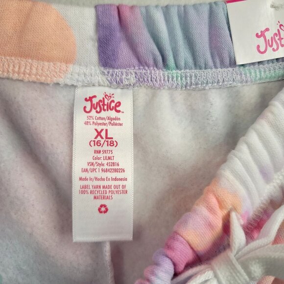 Justice Girls XL 16/18 Tie-Dye Joggers Smiley Face & "Justice" Print - Picture 6 of 8